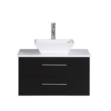 Totti Wave 24″ Modern Bathroom Vanity w/ Super White Man-Made Stone Top & Sink Vanity Eviva Espresso